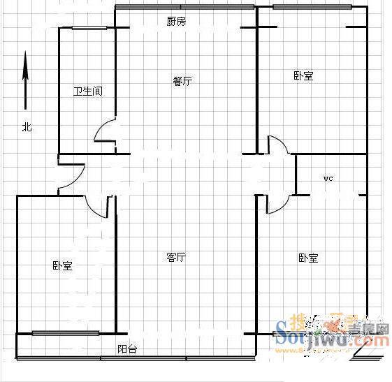 逸嘉园2室2厅1卫109㎡户型图