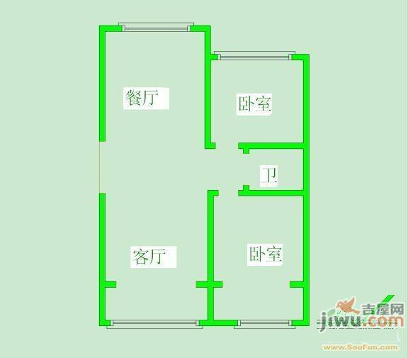 逸嘉园2室2厅1卫109㎡户型图