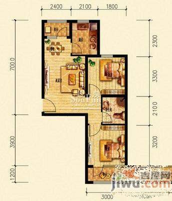 兴泰里2室1厅1卫76㎡户型图