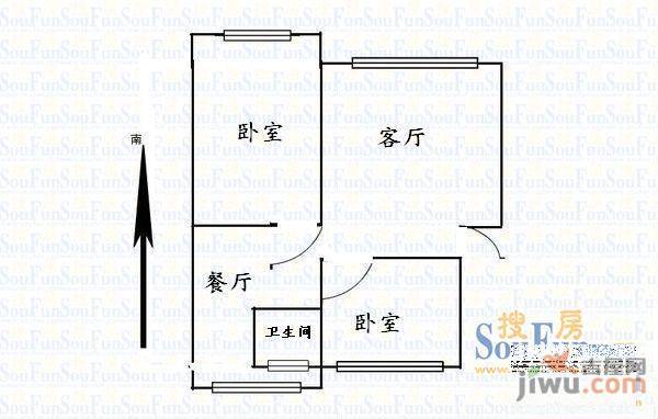 鹤祥园2室1厅1卫103㎡户型图