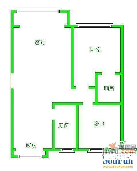 逸嘉园2室2厅1卫109㎡户型图