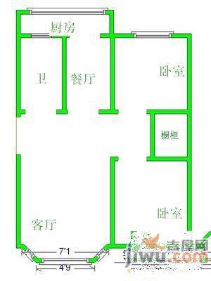 建科楼3室2厅2卫124㎡户型图