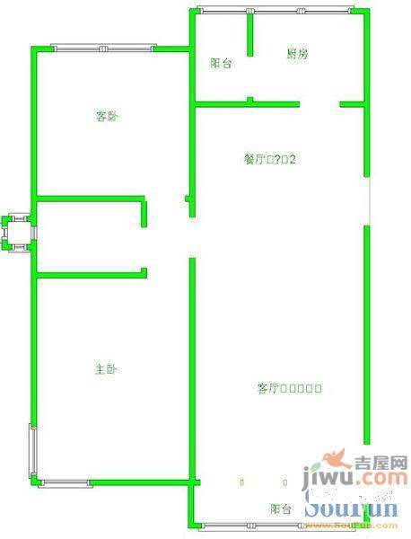 建科楼3室2厅2卫124㎡户型图