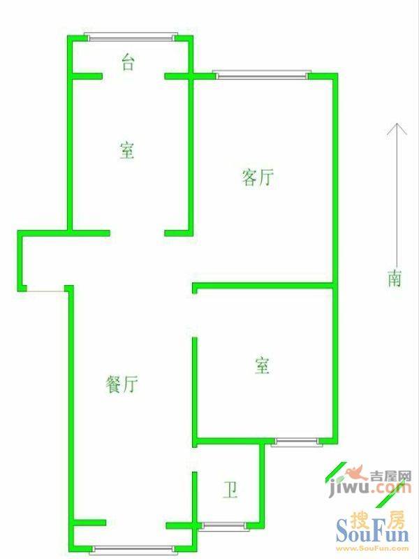 张大里新村2室1厅1卫66㎡户型图