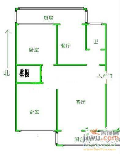 张大里新村2室1厅1卫66㎡户型图