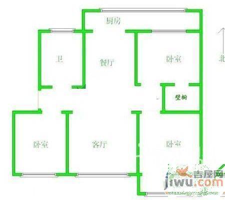 张大里新村2室1厅1卫66㎡户型图