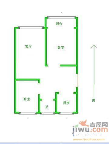 张大里新村2室1厅1卫66㎡户型图