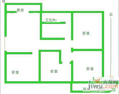 张大里新村2室1厅1卫66㎡户型图