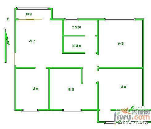 张大里新村2室1厅1卫66㎡户型图