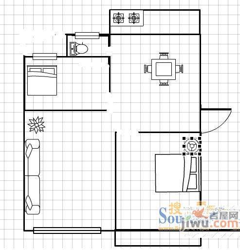 张大里新村2室1厅1卫66㎡户型图