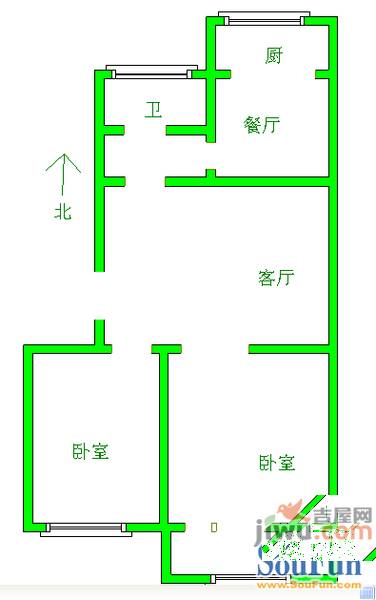 凤凰园2室2厅1卫80㎡户型图