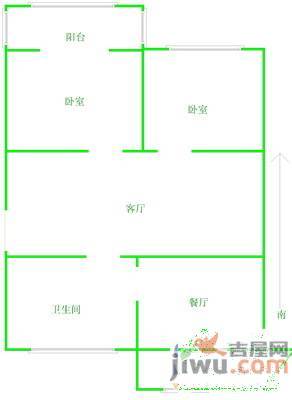 凤凰园2室2厅1卫80㎡户型图