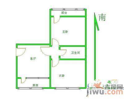 凤凰园2室2厅1卫80㎡户型图