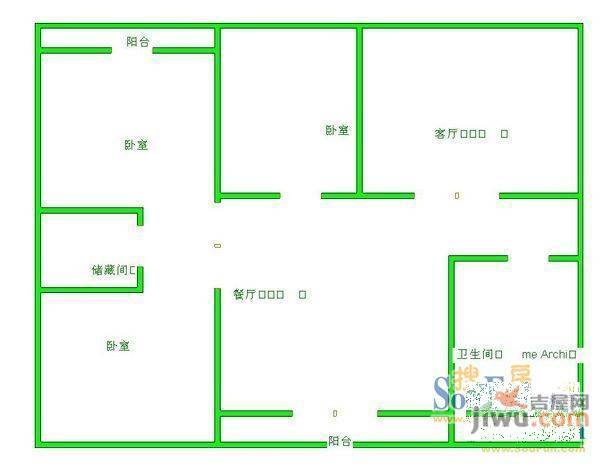 华育楼2室1厅1卫63㎡户型图