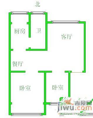 华育楼2室1厅1卫63㎡户型图