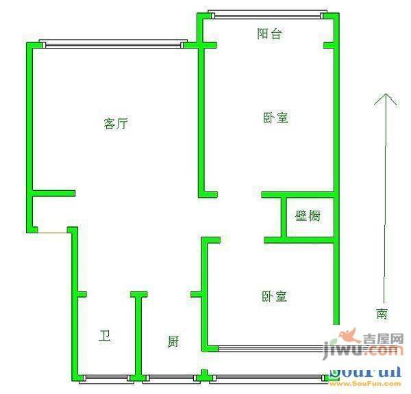 华育楼2室1厅1卫63㎡户型图