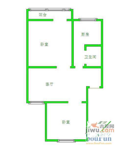 部东里2室1厅1卫59㎡户型图