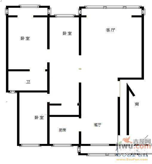 繁荣花园2室2厅1卫92㎡户型图