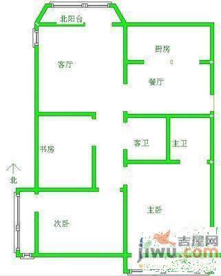 繁荣花园2室2厅1卫92㎡户型图