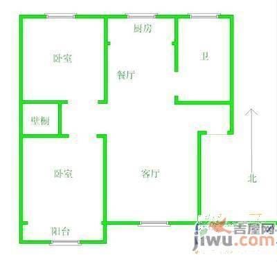 繁荣花园2室2厅1卫92㎡户型图