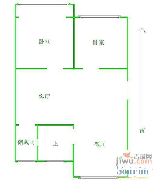 惠安楼2室1厅1卫76㎡户型图