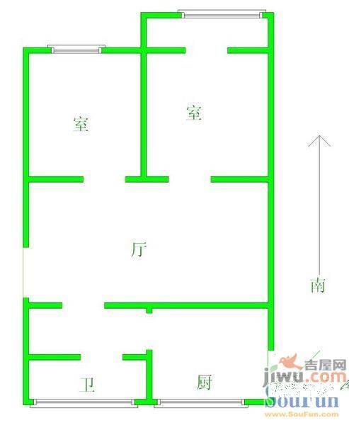 惠安楼2室1厅1卫76㎡户型图