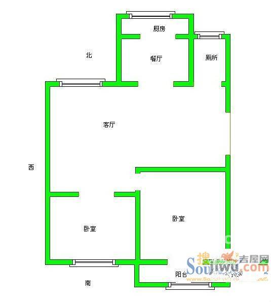 丰润城西小区2室2厅1卫户型图