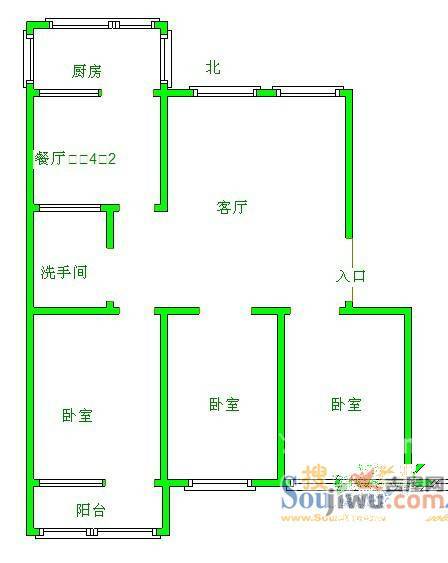 丰润城西小区2室2厅1卫户型图