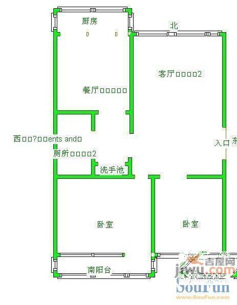 丰润城西小区2室2厅1卫户型图