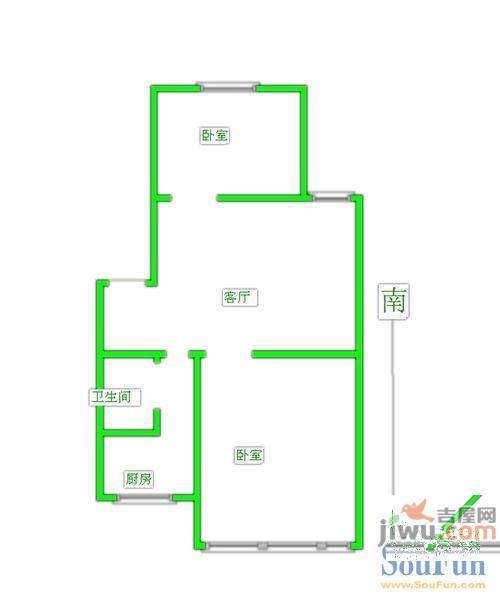 部东里2室1厅1卫59㎡户型图