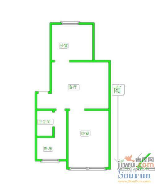 部东里2室1厅1卫59㎡户型图