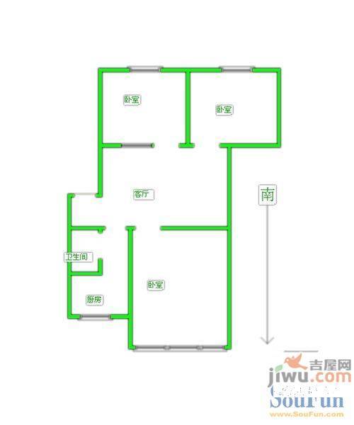 部东里2室1厅1卫59㎡户型图