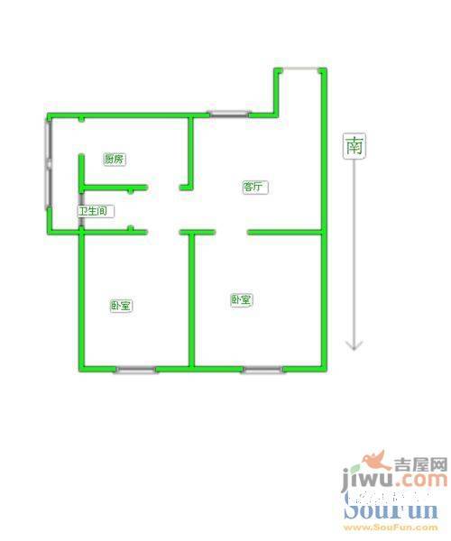 部东里2室1厅1卫59㎡户型图