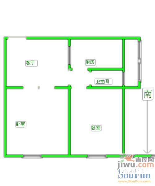 部东里2室1厅1卫59㎡户型图