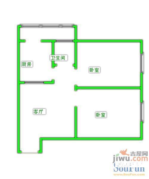 部东里2室1厅1卫59㎡户型图