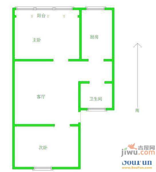 部东里2室1厅1卫59㎡户型图