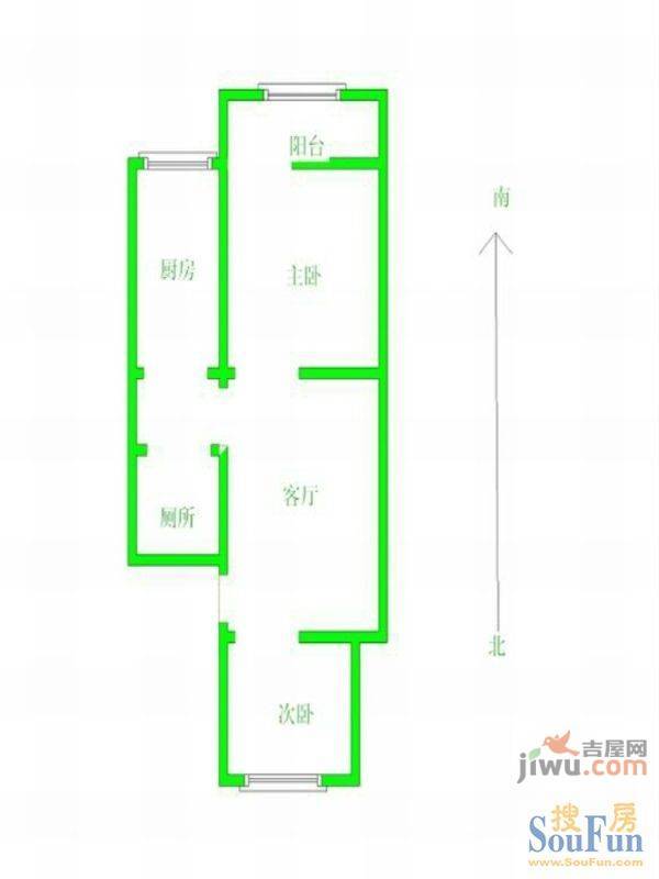 部东里2室1厅1卫59㎡户型图