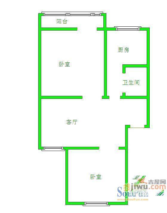 部东里2室1厅1卫59㎡户型图