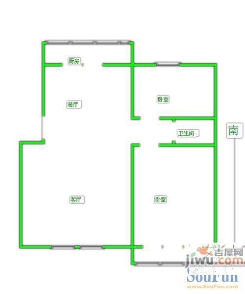 部东里2室1厅1卫59㎡户型图