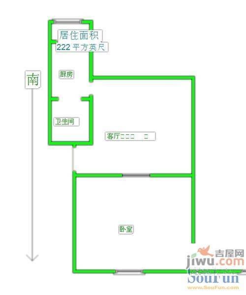 部东里2室1厅1卫59㎡户型图