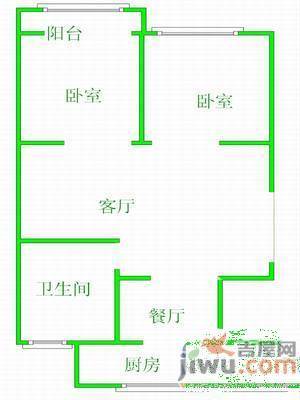 智源里2室2厅1卫73㎡户型图