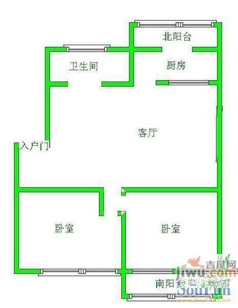 吉庆里3室1厅1卫86㎡户型图