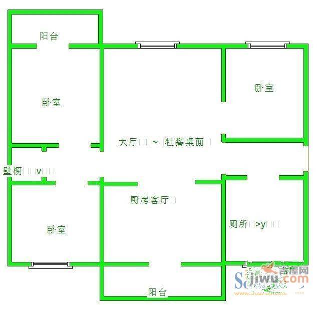 祥瑞里3室2厅1卫户型图