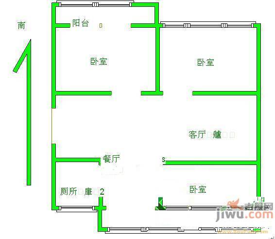 交兴楼3室2厅1卫120㎡户型图