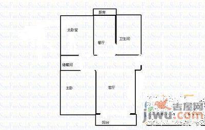 光明西里丙区2室1厅1卫58㎡户型图