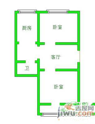 光明西里丙区2室1厅1卫58㎡户型图