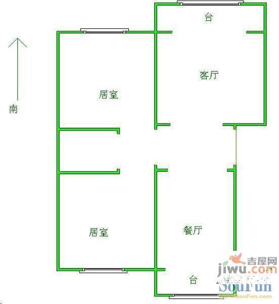 双新里2室1厅1卫户型图