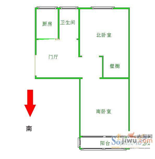 双新里2室1厅1卫户型图