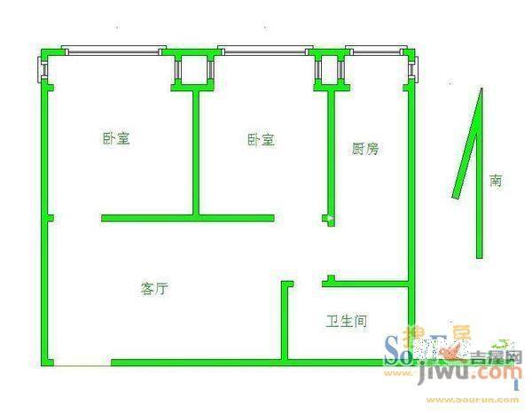 三益楼3室1厅1卫58㎡户型图