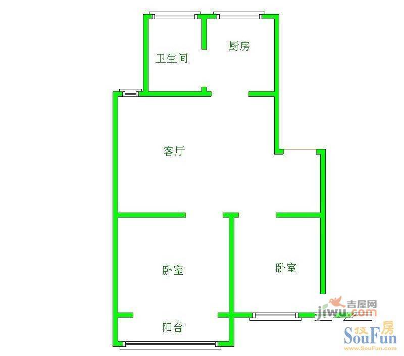 河嘉园2室1厅1卫86㎡户型图